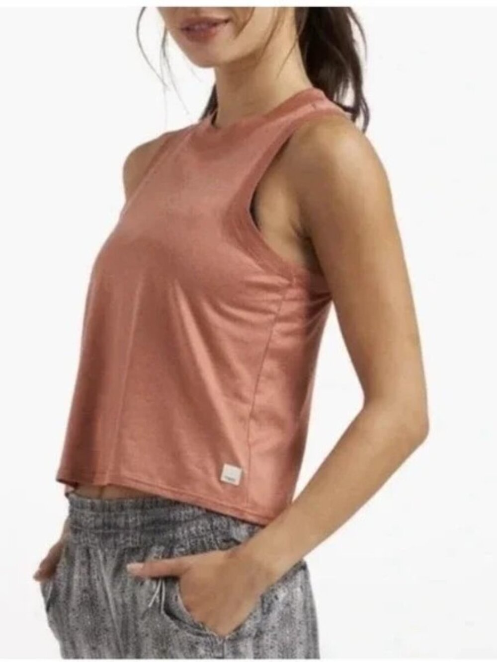 Vuori Energy Crop Tank Top Cinnamon Heather Size Small